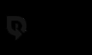Dark circular logo with R letter and chat bubble design